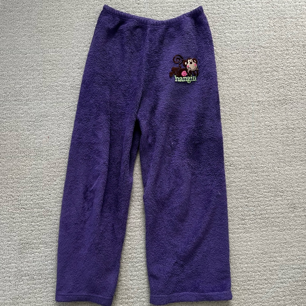 Made With Love and Kisses Purple Fuzzy Pj Pants